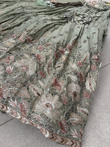 Sage green georgette thread and sequins Lehenga