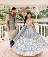 Grey and gold Lehenga