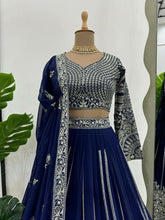 Navy blue sequins and thread Lehenga
