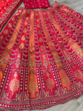 Serenity vol 4 - orange and pink jacquard silk Lehenga