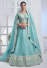 Sky blue organza wedding Lehenga