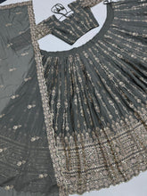 Silvery grey georgette Lehenga
