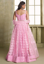 Pink mirror work lehenga