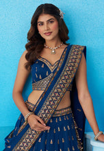 Navy blue silk lehenga