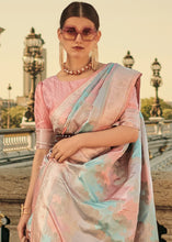 Multicoloured pastel rangkat silk saree in peach