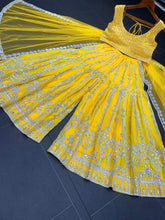 Yellow georgette palazzo style suit