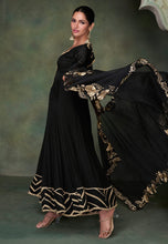 Janisha readymade - black and gold anarkali