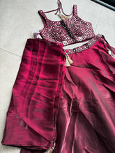 Wine mirror work flowy Lehenga