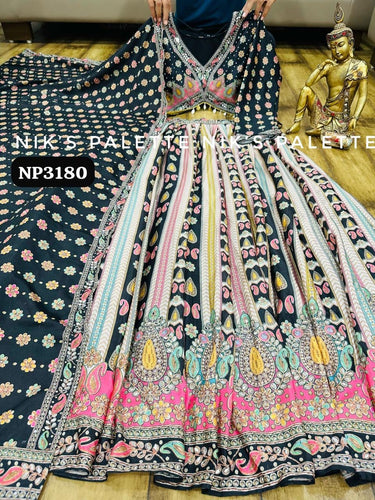 Niks collection - crepe silk printed lehenga