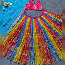 Multi colour digital print bright lehenga