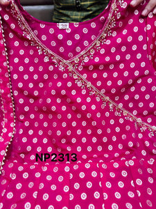 Niks - pink banarasi anarkali (plus size too up to UK 30)