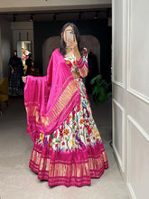 White and pink gaji silk Lehenga (skirt stitched)