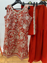 Burnt orange and gold sharara suit (plus size)