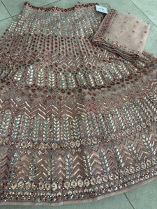 Rosegold Net Mirror & Sequins Embroidery