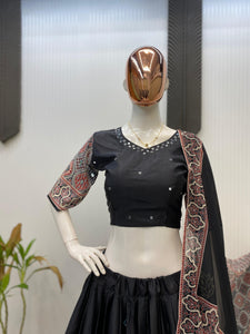 Black mirror work embroidered Chaniya Choli