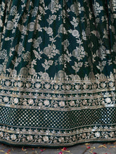 Dola silk jacquard Lehenga in green