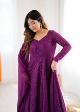 Wine kali pattern sequinned anarkali