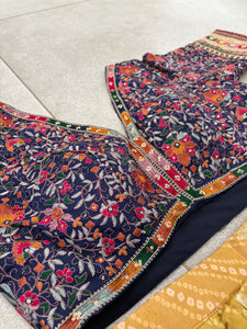 Pink and yellow shaded silk bandhani print Lehenga