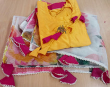Yellow floral gown readymade