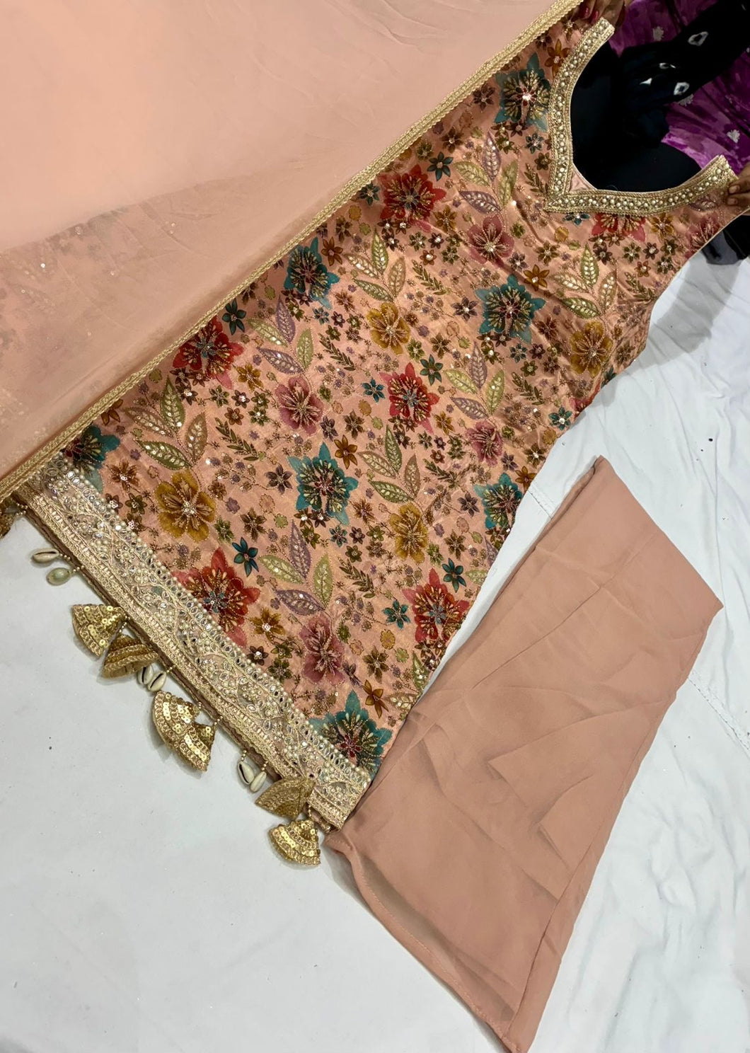 Dusty pink floral palazzo set