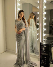 Silver partywear sequins saree