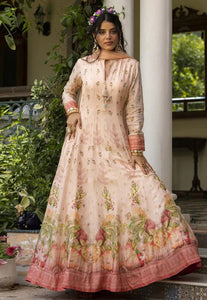 Dola silk jacquard pastel peach gown