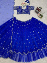 Royal blue threadwork Lehenga