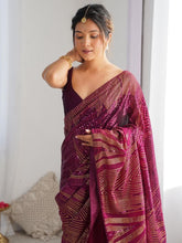 New sequence saree in black, red and wine
