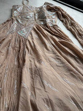 Beige gold chinon silk gown