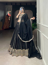 Black embroidered Lehenga (skirt stitched)