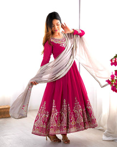 Rani pink party wear look gown