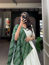 White printed garba lehenga with gota patti readymade