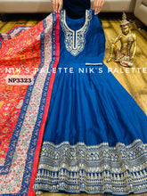 Niks collection - blue modal chanderi silk anarkali (plus size option)