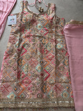 Baby pink embroidered suit with trending farshi salwaar