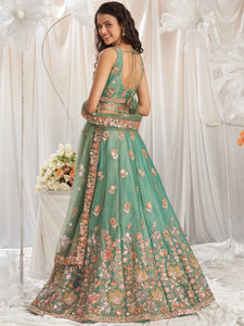 Sea Green organza Lehenga