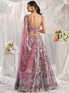 Rose gold - multi colour pastel sequins Lehenga