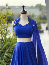 Royal blue flared cotton lehenga / Chaniya Choli