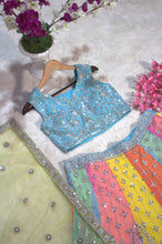 Multicoloured panelled Georgette Lehenga