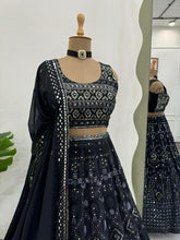 Black threadwork and sequins partywear Lehenga