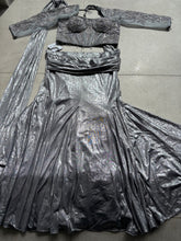 Grey steel lehenga saree