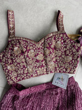 Wine tiered Organza silk readymade Lehenga (elbow sleeves attached)