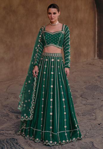 Janisha readymade - green chinon silk Lehenga