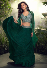 Bottle green readymade Lehenga