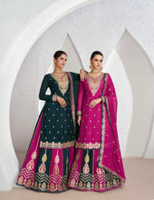 Embroidered chinon silk Lehenga in pink (long top)