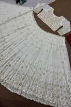 Sequins and bead work off white Lehenga