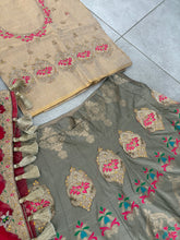 Grey and pink silk lehenga