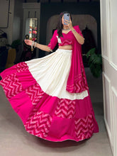 White and pink pure rayon printed chaniya choli readymade