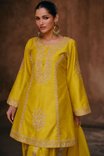 Yellow silk dhoti style suit