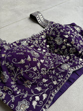 Purple palazzo set with mirror work jacket