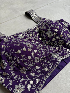 Purple palazzo set with mirror work jacket